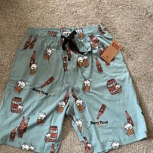 Lazy One Light Teal Beer Graphic Lounge Shorts Medium